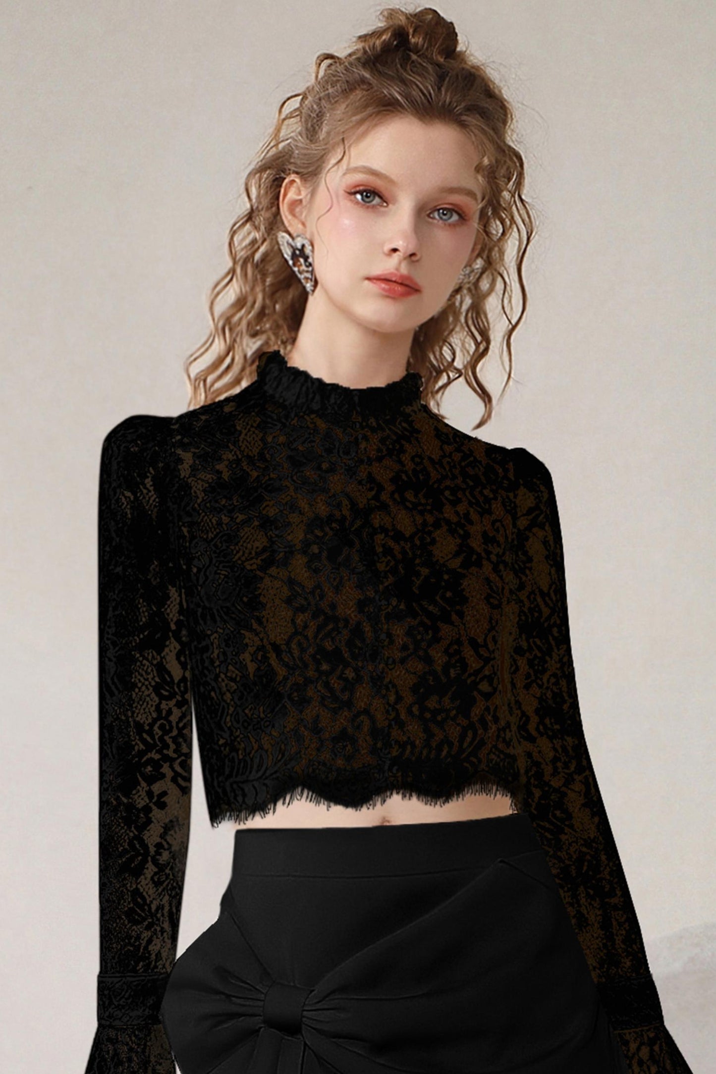 Temperament Lace Top & Skirt Set-Up