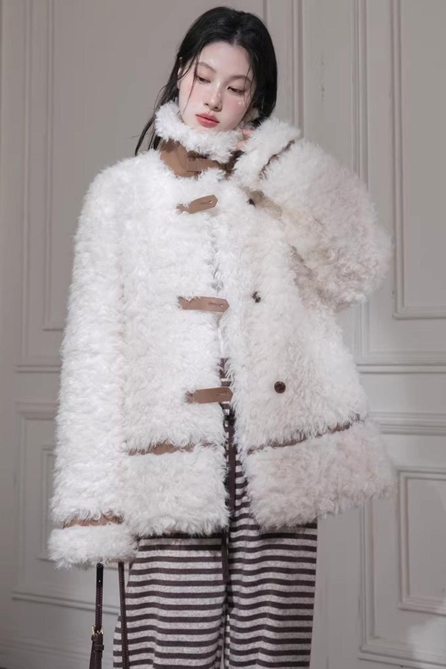 Velvet Curly Fur Coat Set