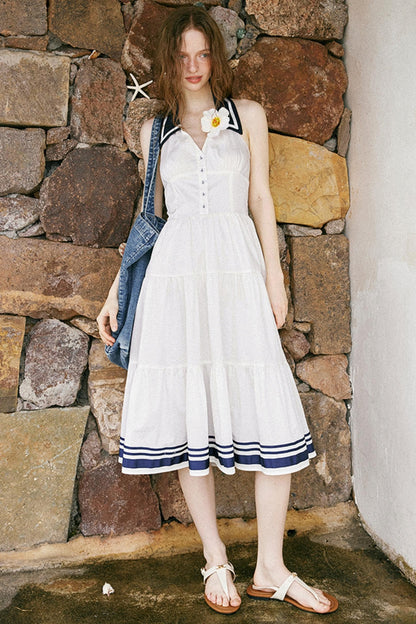 Slim V-Neck A-Line Dress