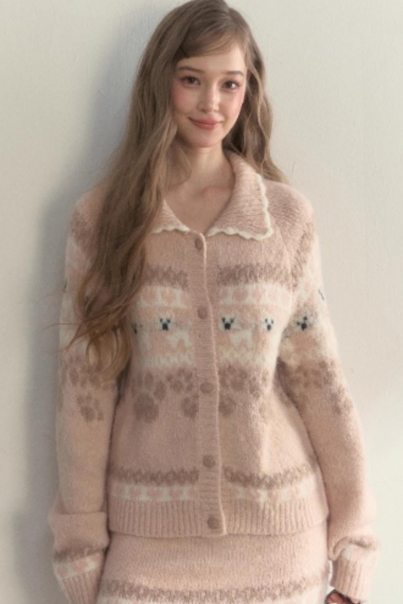 Vintage Preppy Style Knit Sweater Set-up