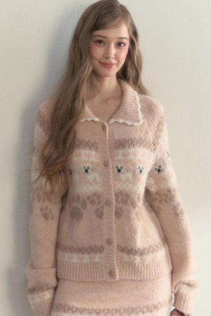 Vintage Preppy Style Knit Sweater Set-up