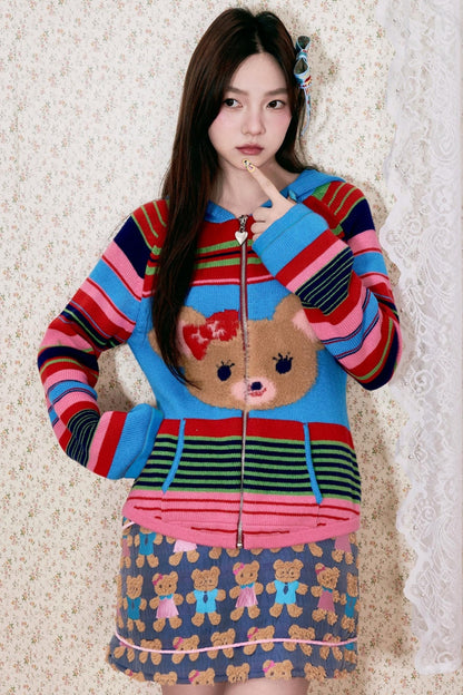 Jacquard Bear Contrast Skirt