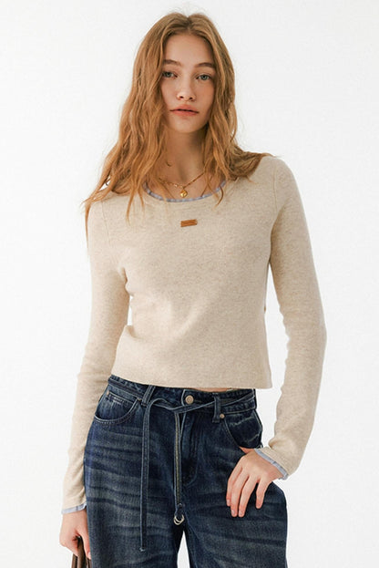 Uena Wool Blend Logo Top