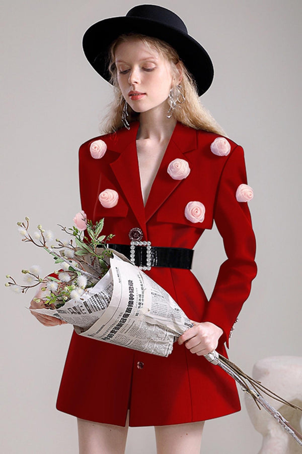 Temperament Rose Detail Suit Dress