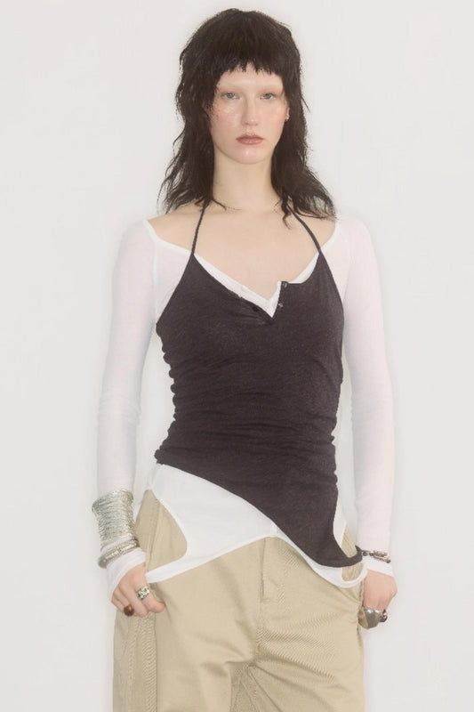 Breathable Layered Halter Neck Top
