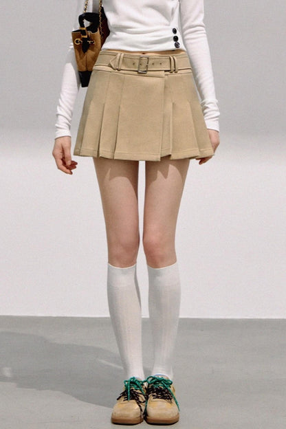 민트 불규칙 플리츠 스커트