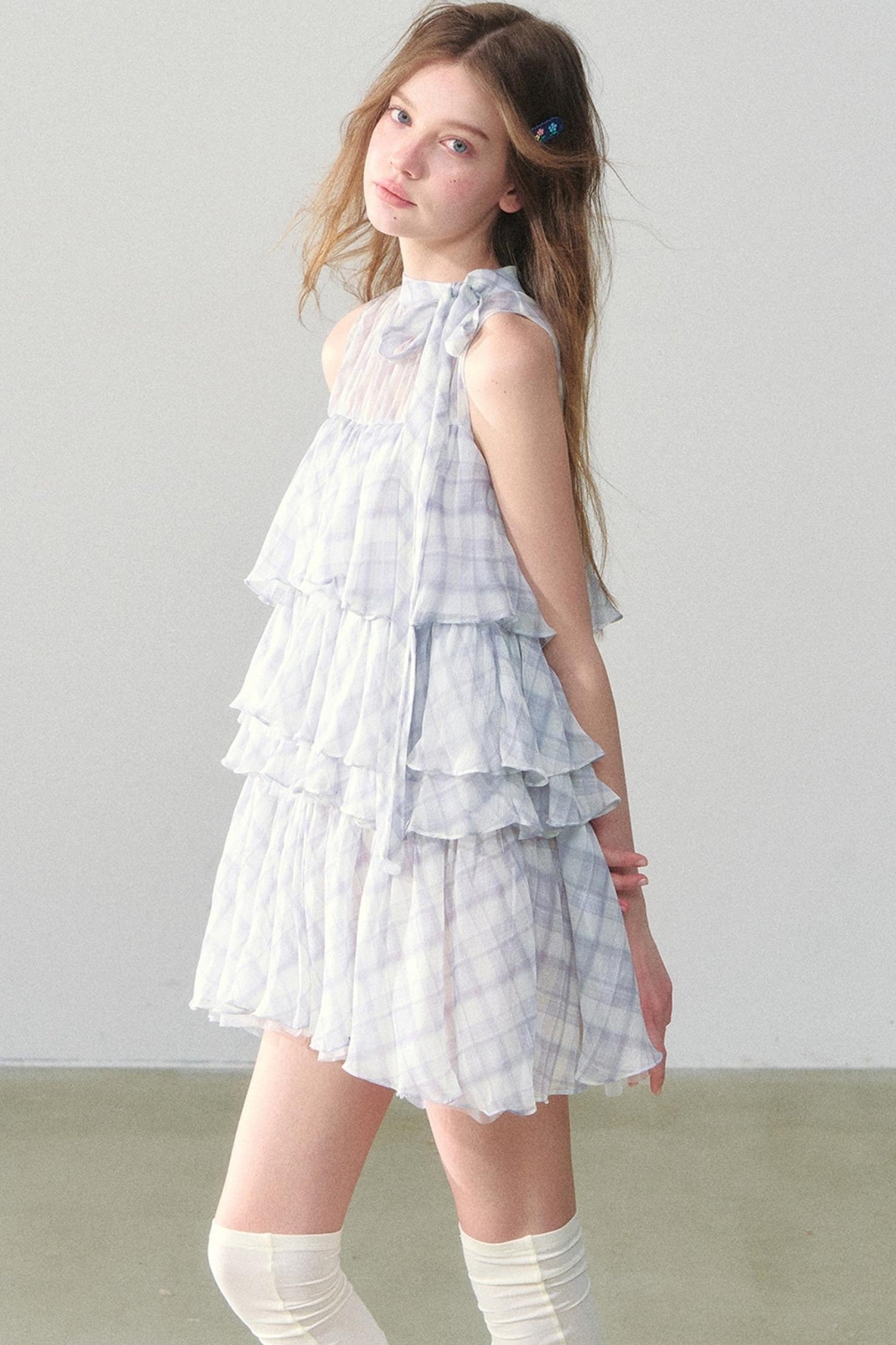 Light Blue Gingham Tutu Dress