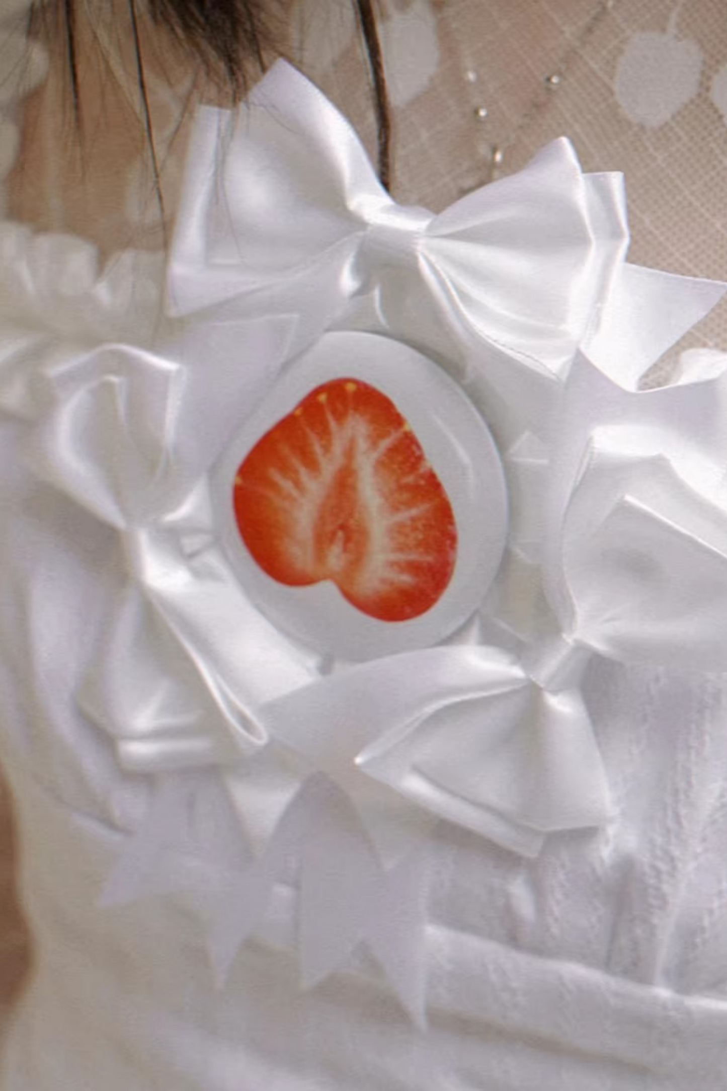 Strawberry Rose Bow Brooch