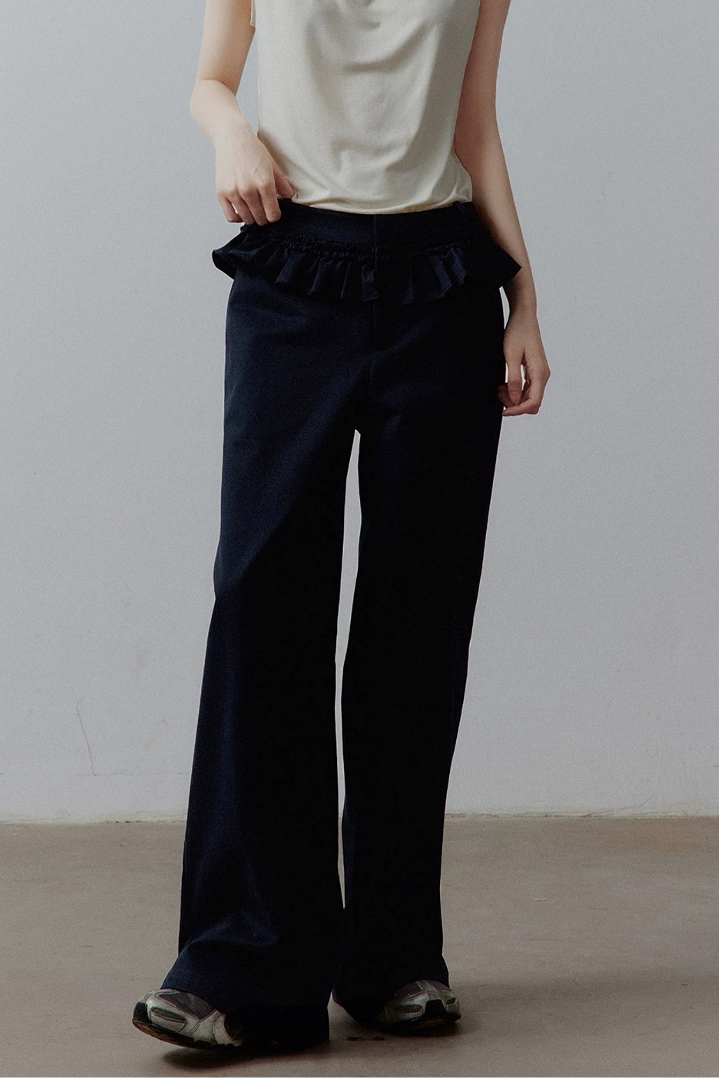Plush Blue Layered Cotton Trousers