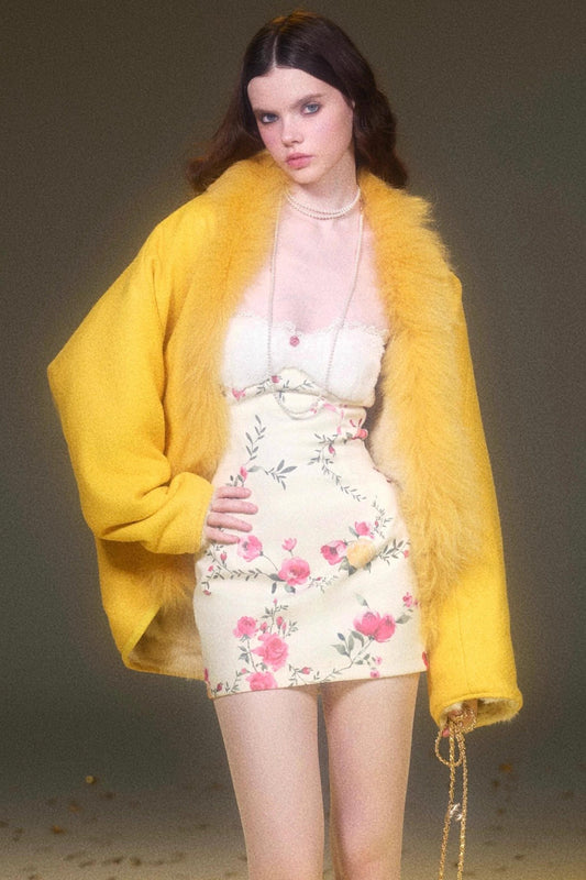 Reversible Faux Fur Batwing Coat