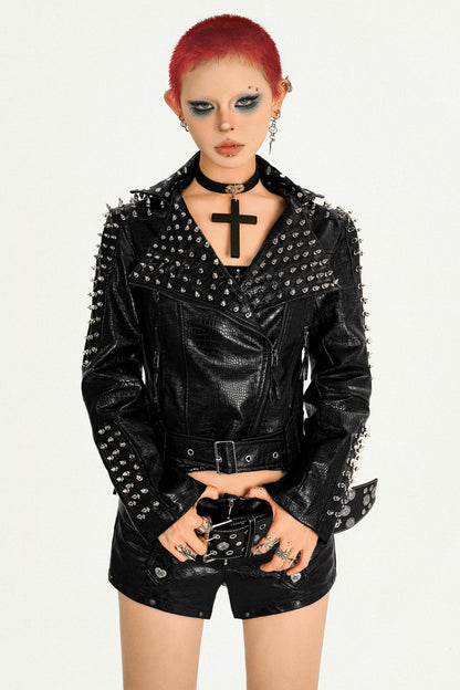 Autumn Rivet Leather Jacket