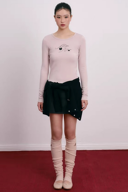 Cherry Reflection Ruffled Top