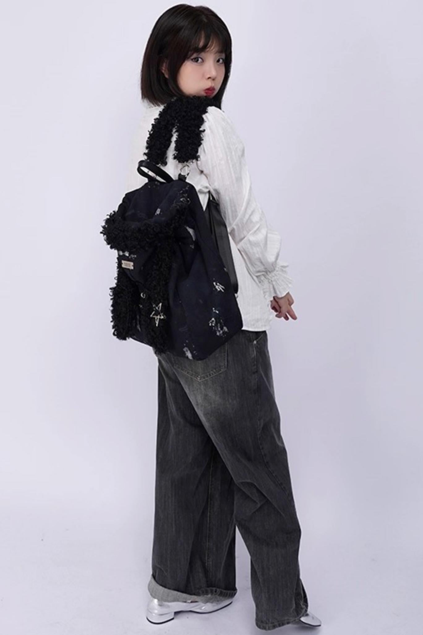 Cute Furry Rabbit Ears Backpack