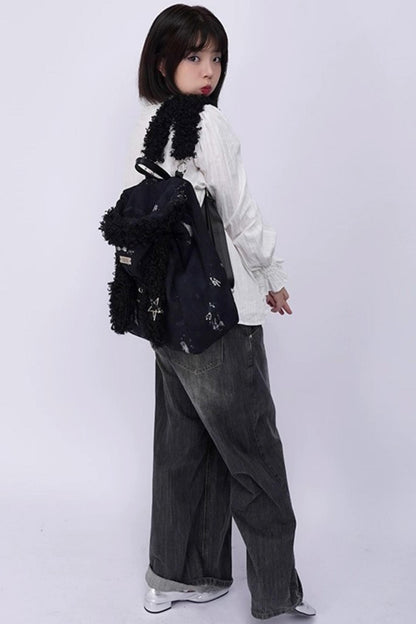 Cute Furry Rabbit Ears Backpack