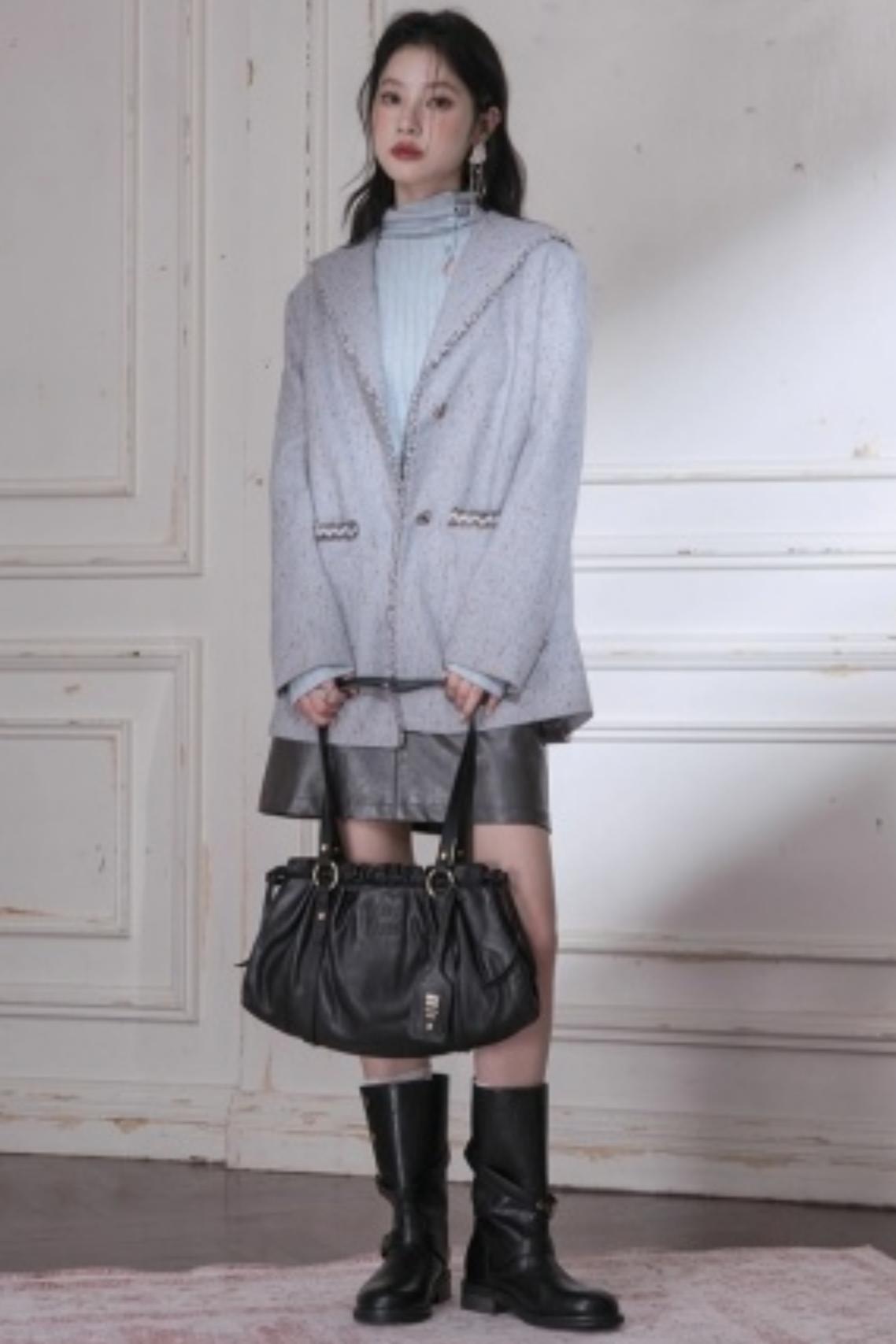 Silhouette Wool Tweed Short Coat