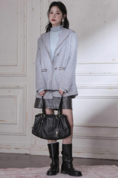 Silhouette Wool Tweed Short Coat