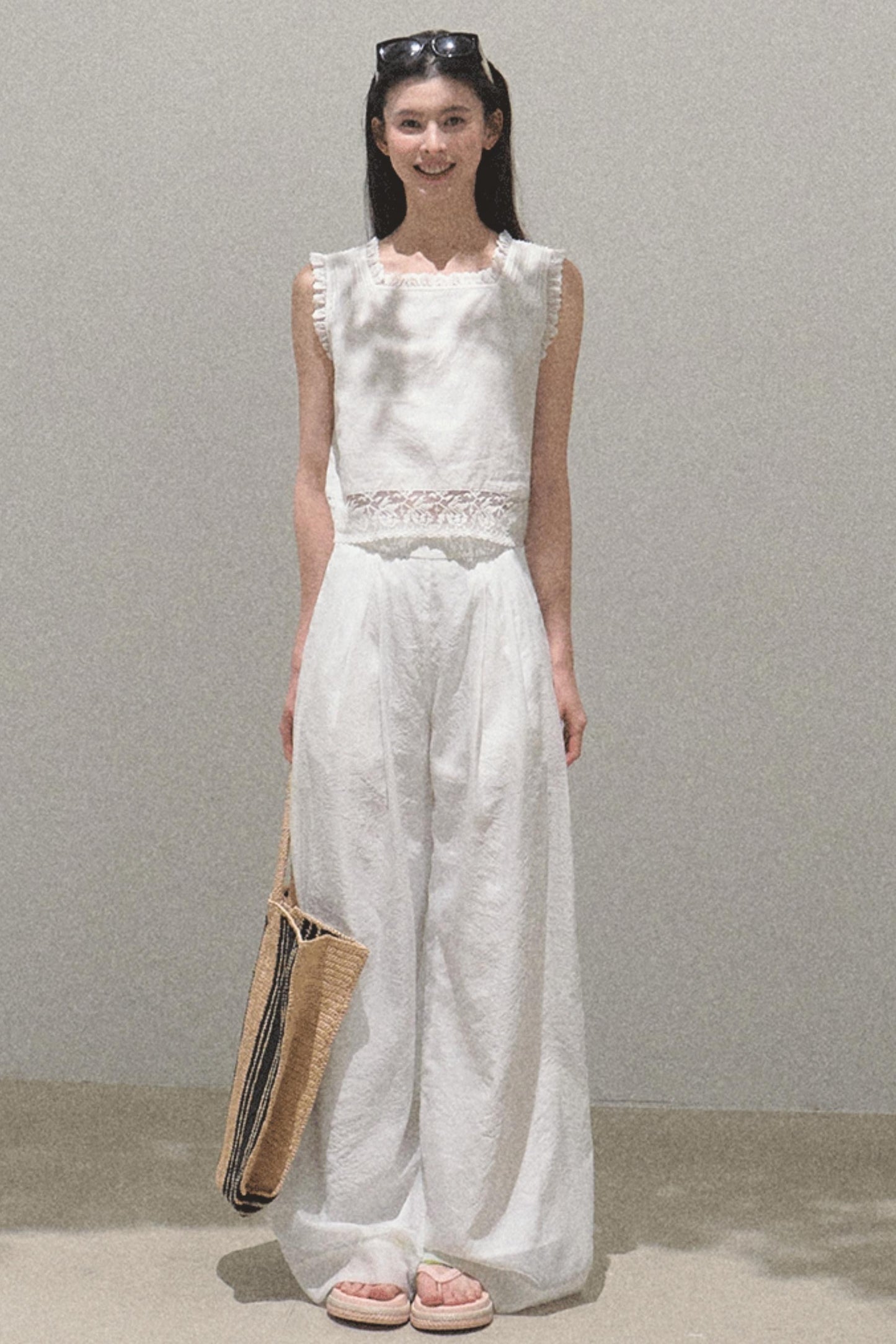 Linen Square Collar Top