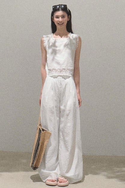 Linen Square Collar Top