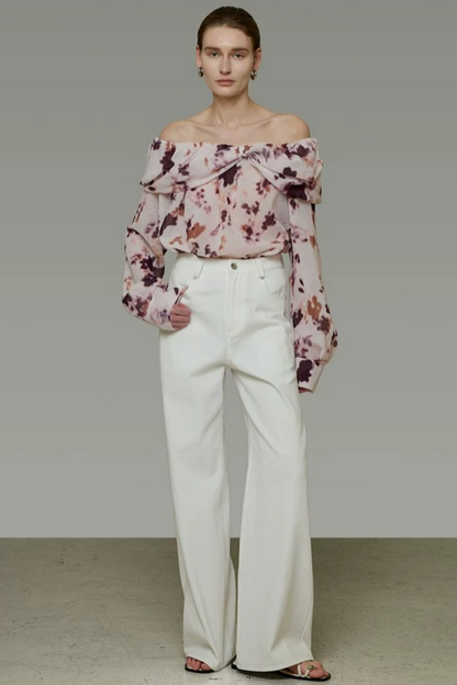 Elegant Tie-Dye Off-Shoulder Blouse
