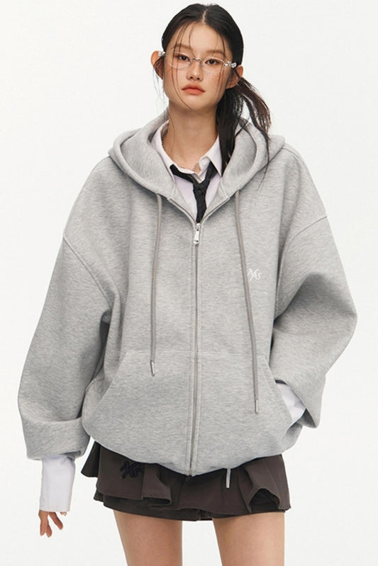 Oversized Air Layer Zip-Up Hoodie