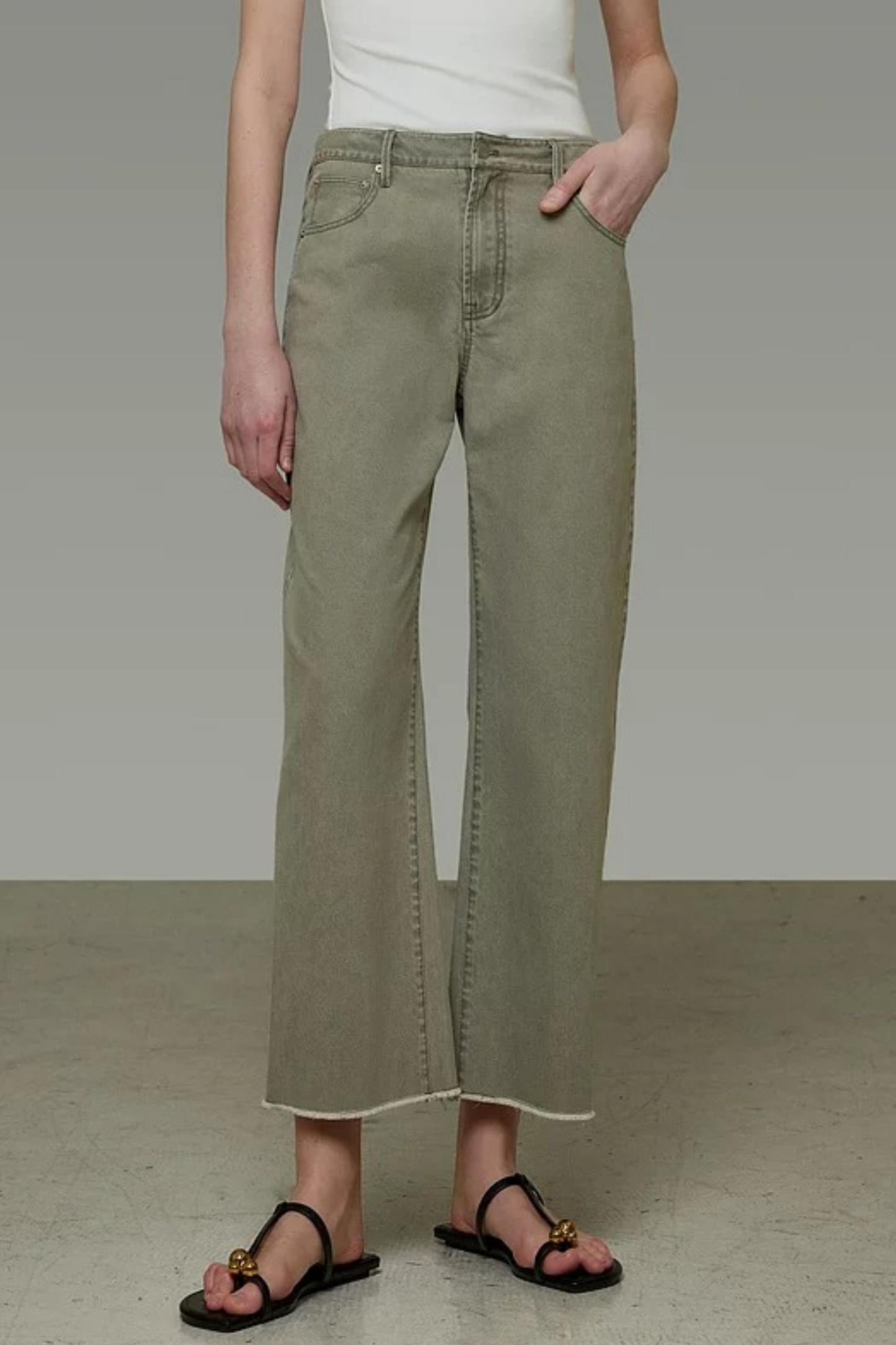 High-Waisted Denim Pants
