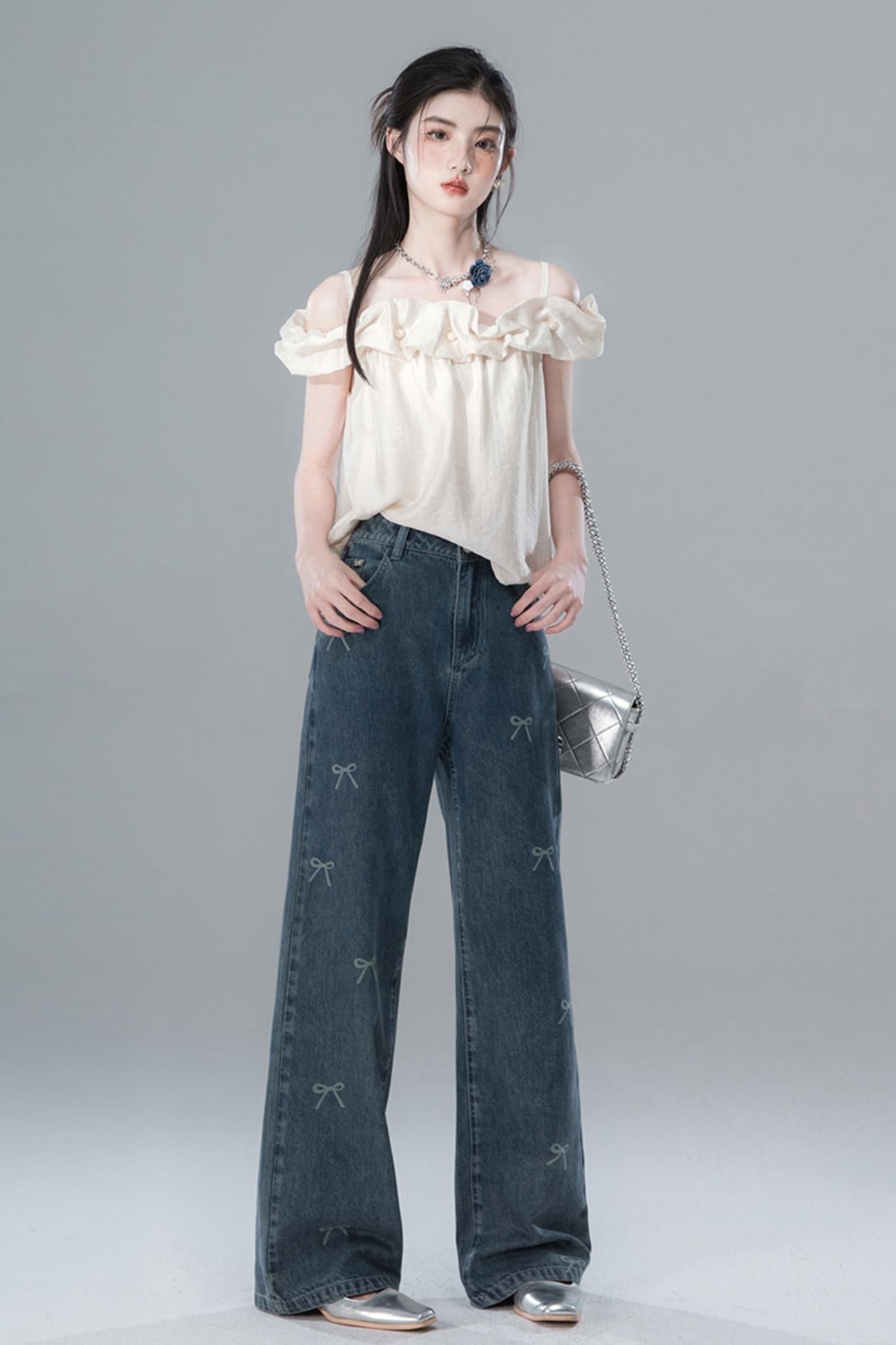 Sea Blue Bow Tie Jeans