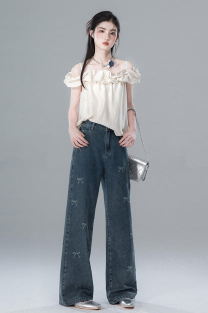 Sea Blue Bow Tie Jeans