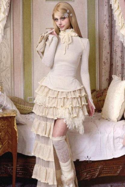 Slavic Elastic Turtleneck Top Set-Up