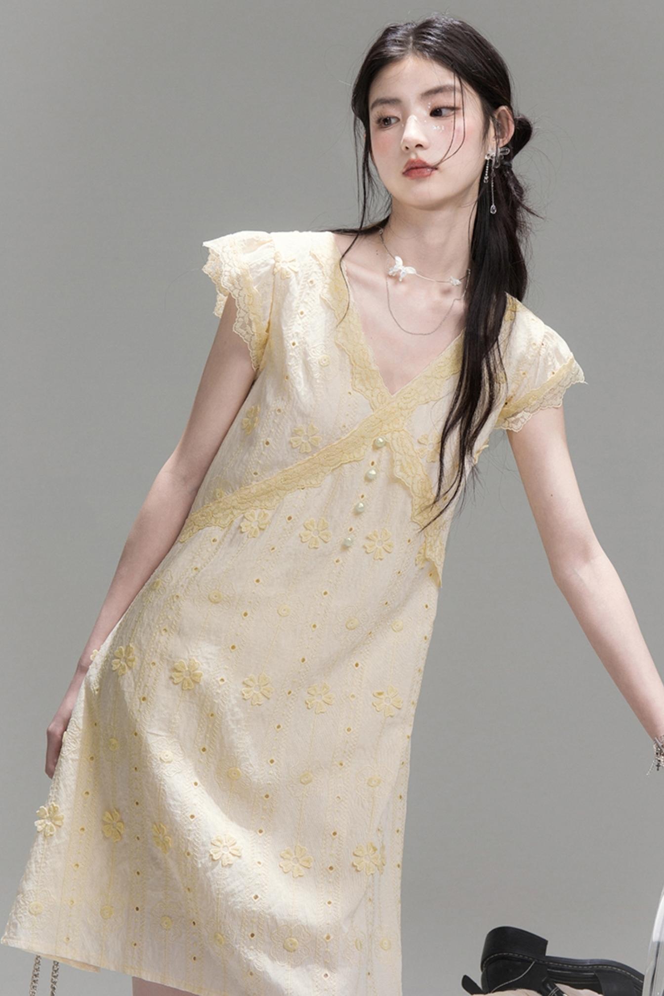 Floral V-Neck Skeleton Dress