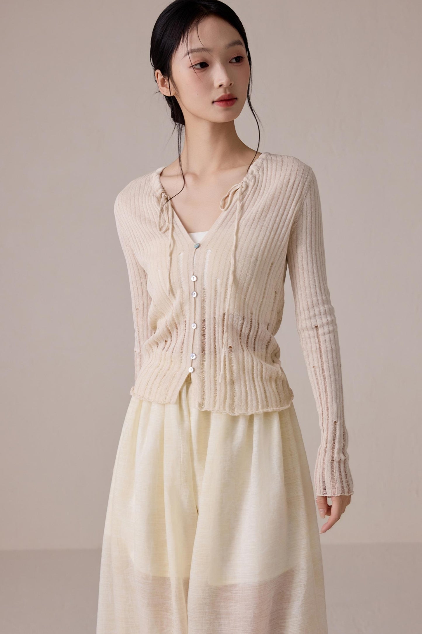 Beige Light Knit Cardigan