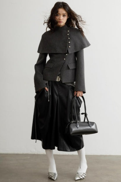Retro Woolen Cape Coat