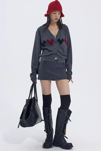 Strickjacke mit Herzmuster aus Wollmischung