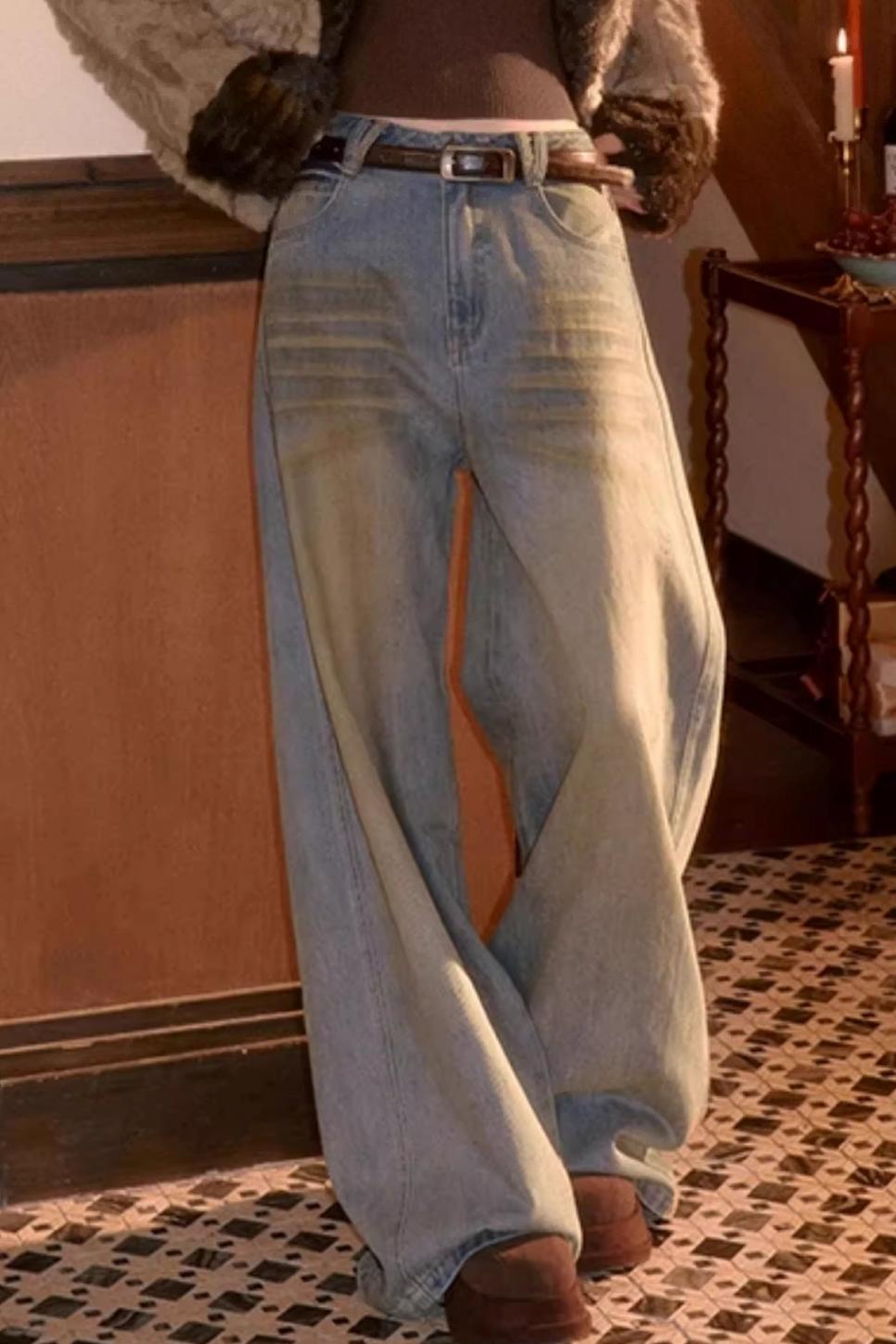 Vintage Smeared Denim Pants