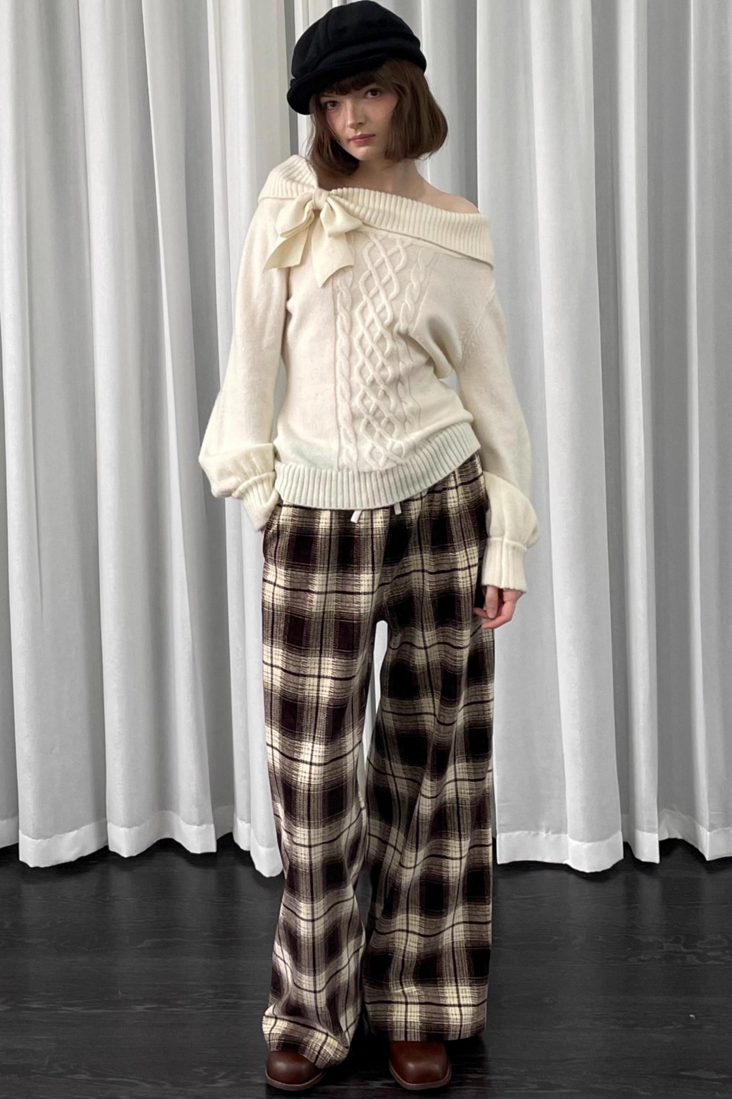 Versatile Khaki Plaid Trousers