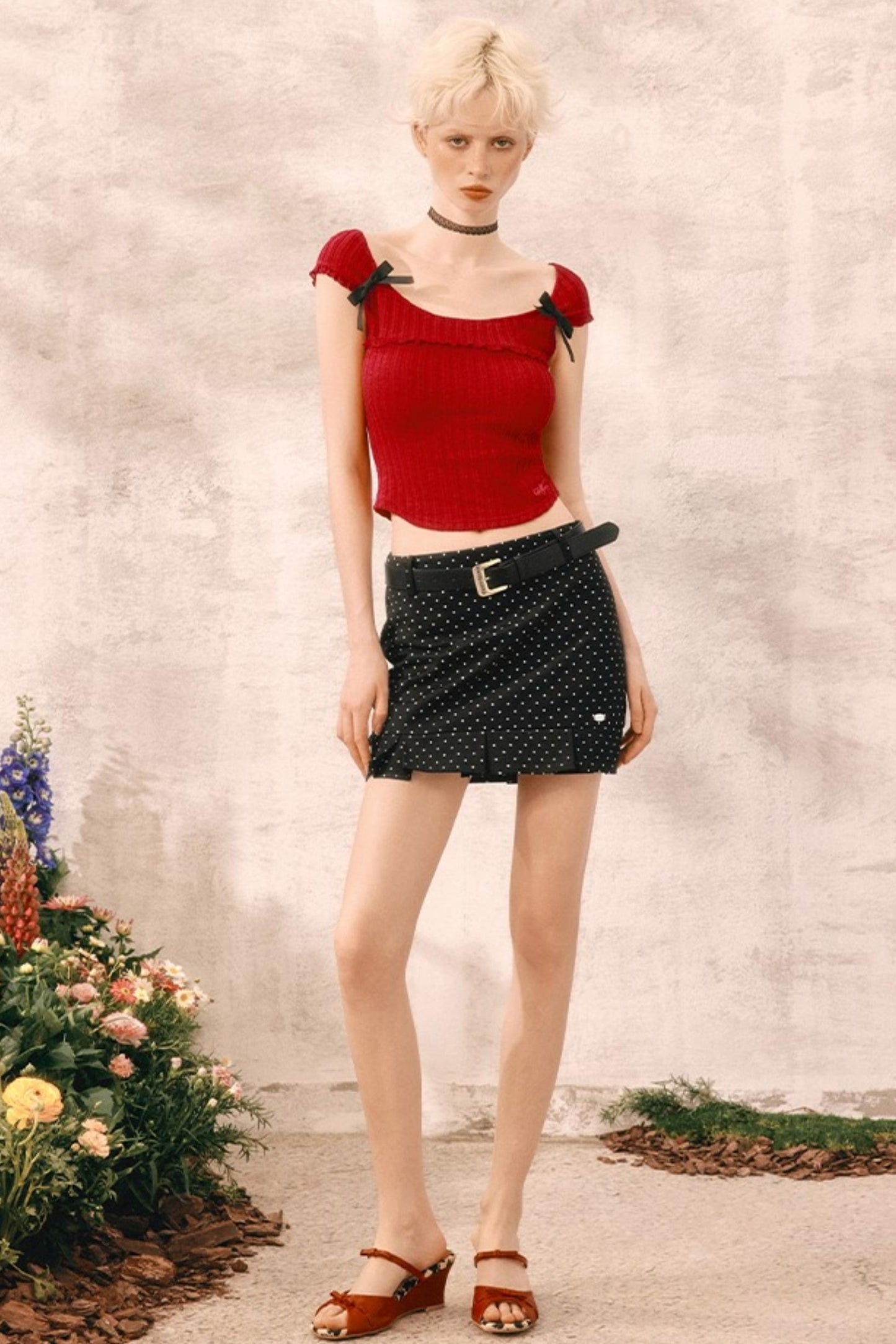 Summer Polka Dot Midi Skirt