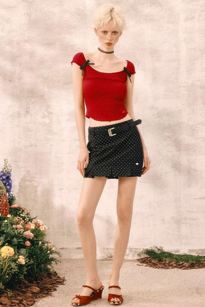 Summer Polka Dot Midi Skirt