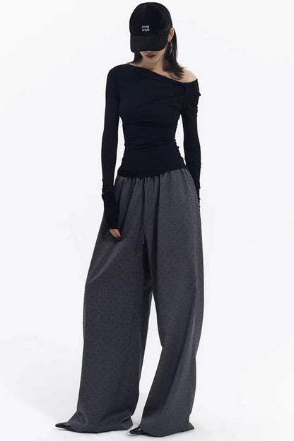 Retro Gray-Red Polka Dot Trousers