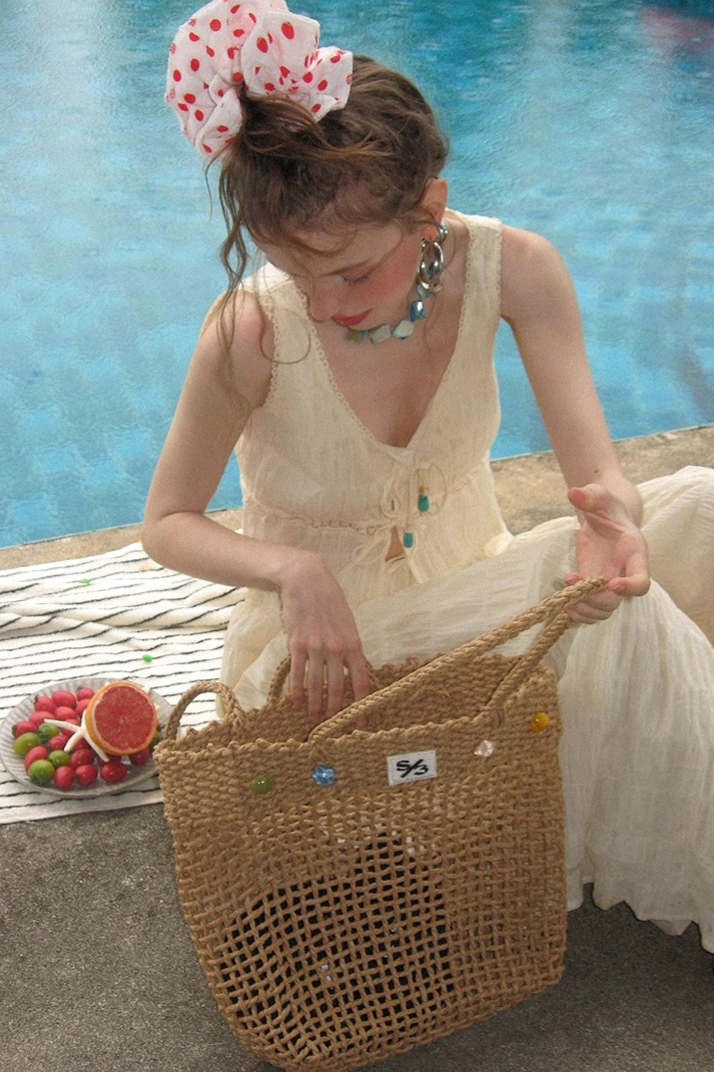 Beige Textured Lace Skirt Set-Up