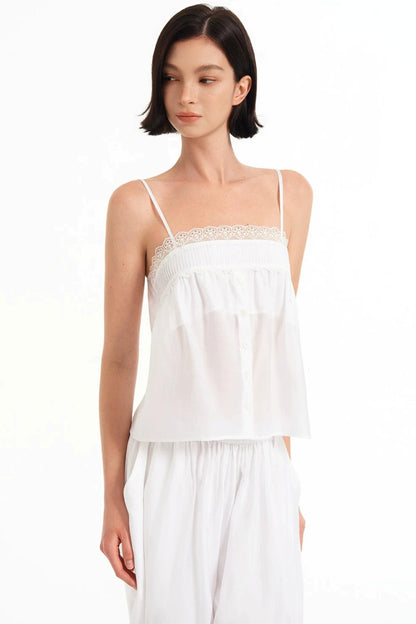 Tencel Lace-Trimmed Camisole Top Set-Up