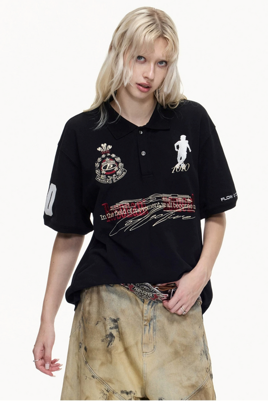 Retro Cotton Polo Top