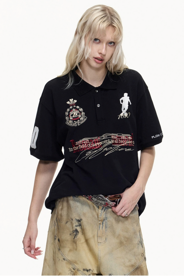 Retro Cotton Polo Top