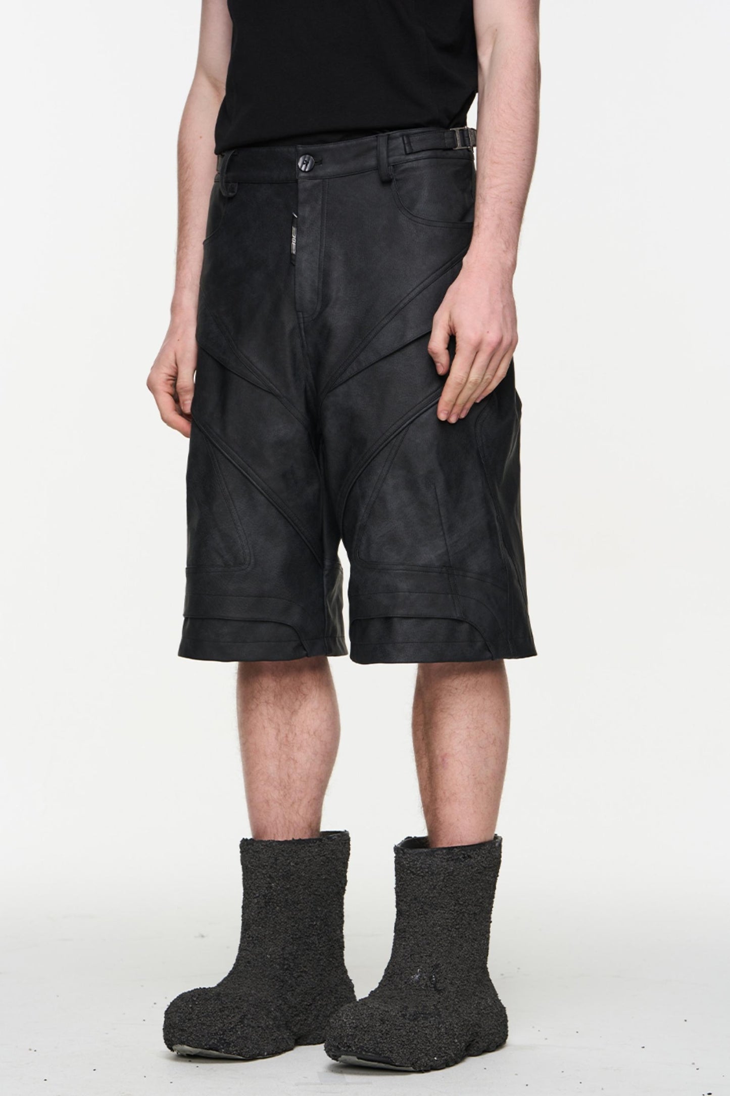 Patchwork Leather Shorts