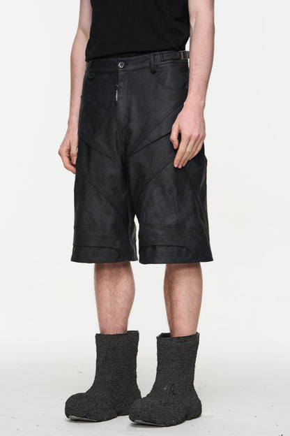 Patchwork Leather Shorts