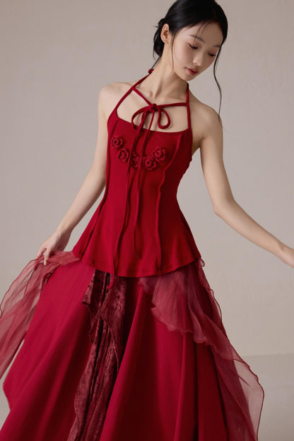 Pink Floral Knit Camisole