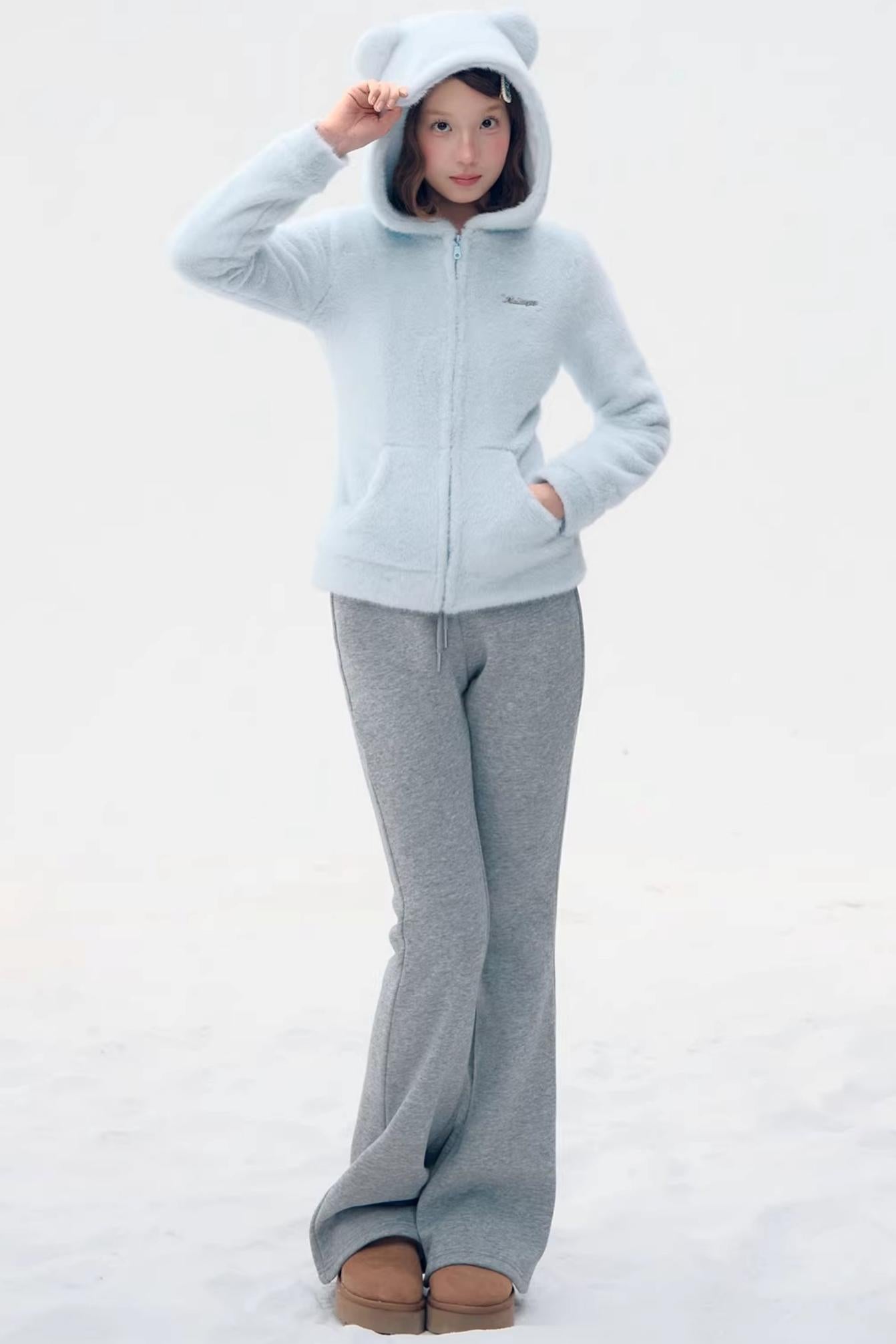 Sky Blue Teddy Bear Jacket Set-Up