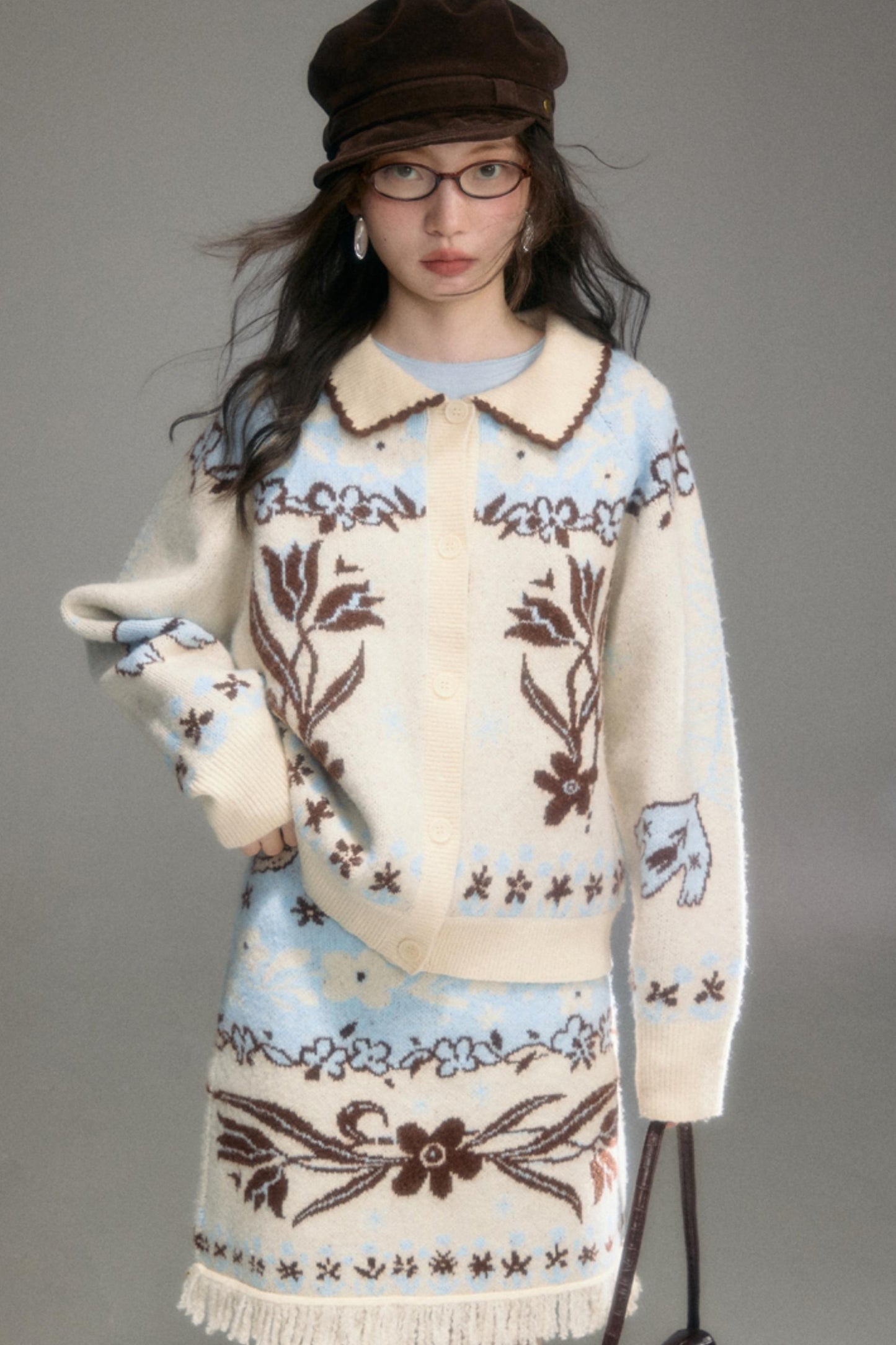 Paradise Jacquard Tulip Cardigan Set-Up