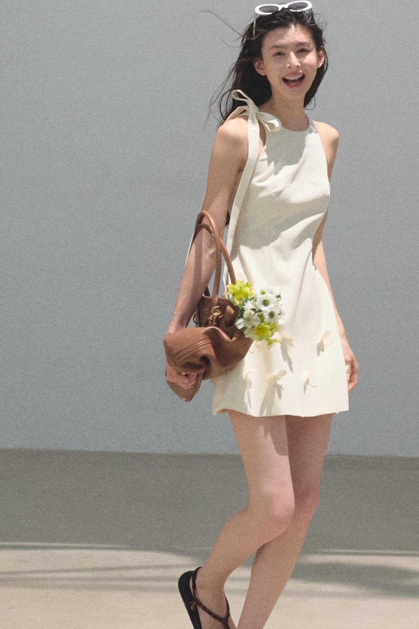 Floral Ribbon Waist Dress