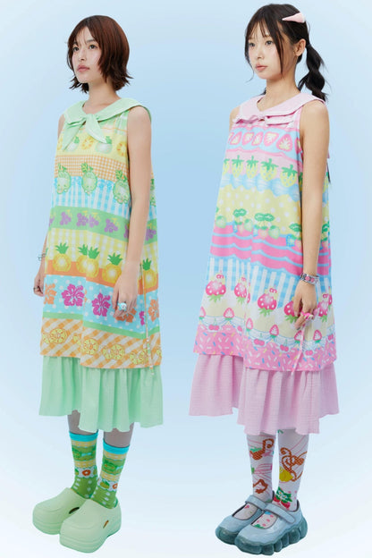 Fruit Print Sleeveless Dress