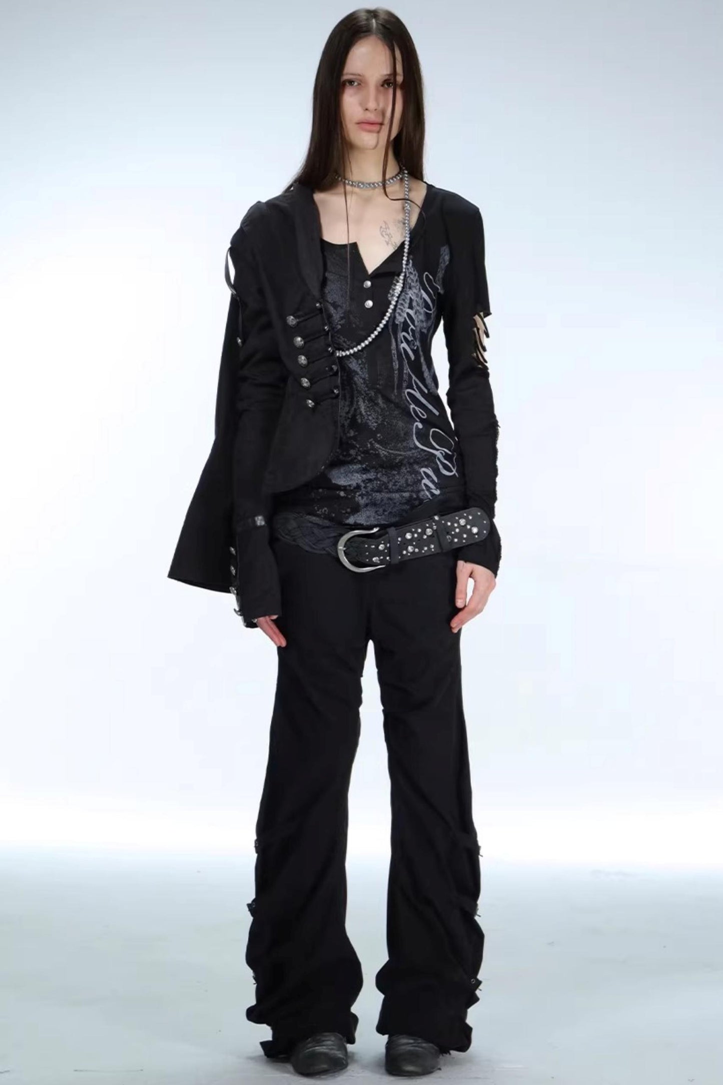 Ripped Punk Printed Sweater