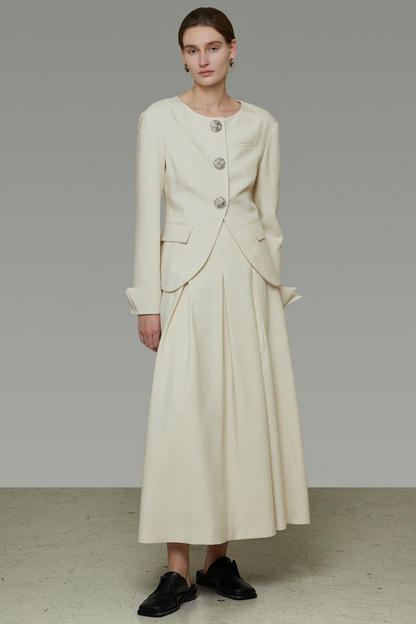 Collarless Slim-Fit Two-Piece Set-Up